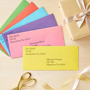 120-Pack #10 Business Mailing Colorful Envelopes in 6 Assorted Colors, Gummed V-Flap Seal for Party Invitations, Checks, Invoices, Letters, Notes, Photos (4.125 x 9.5 in)