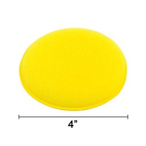 Sunnyglade 12 Pack Wax Applicator Pad 4-inch Super Soft Car Cleaning Yellow Round Car Foam Sponge Foam Applicator Pad, Pack of 12