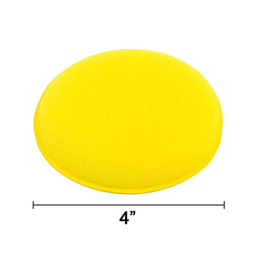 Sunnyglade 12 Pack Wax Applicator Pad 4-inch Super Soft Car Cleaning Yellow Round Car Foam Sponge Foam Applicator Pad, Pack of 12