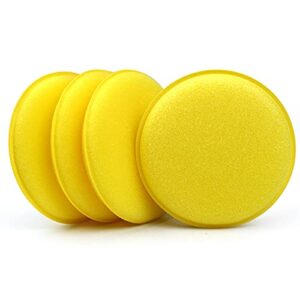 Sunnyglade 12 Pack Wax Applicator Pad 4-inch Super Soft Car Cleaning Yellow Round Car Foam Sponge Foam Applicator Pad, Pack of 12