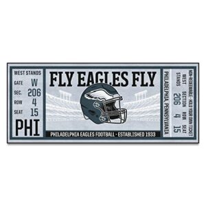 fanmats 23133 philadelphia eagles ticket design runner rug - 30in. x 72in. | sports fan area rug, home decor rug and tailgating mat