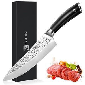 paudin chef knife 8 inch, ultra sharp professional chef knife, high carbon german stainless steel kitchen knives with ergonomic abs handle, kitchen knife for home & restaurant