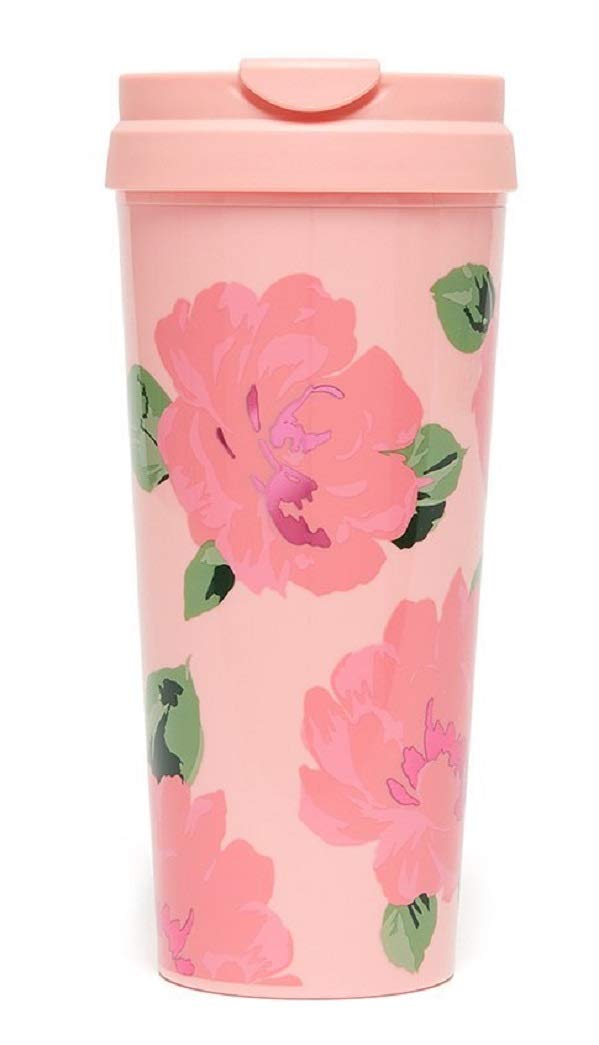 ban.do Pink Floral Hot Stuff Insulated Thermal Mug, 16 Ounce Travel Tumbler, Bellini