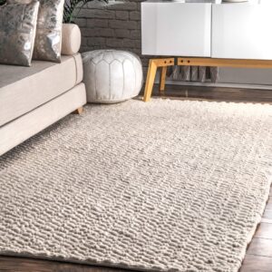 nuloom glendora hand woven chevron area rug, 8' 6" x 11' 6", ivory