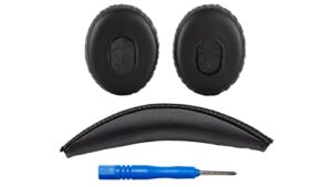 replacement qc3 ear pads/on-ear ear pads and v2 qc3 headband pad/on-ear headband pad cushion compatible with bose quietcomfort 3 (qc3) and bose on-ear (oe) headphones (black)