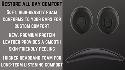 Replacement QC3 Ear Pads/On-Ear Ear Pads and V2 QC3 Headband pad/On-Ear Headband pad Cushion Compatible with Bose QuietComfort 3 (QC3) and Bose On-Ear (OE) Headphones (Black)