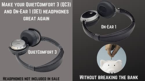 Replacement QC3 Ear Pads/On-Ear Ear Pads and V2 QC3 Headband pad/On-Ear Headband pad Cushion Compatible with Bose QuietComfort 3 (QC3) and Bose On-Ear (OE) Headphones (Black)