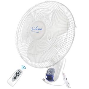 simple deluxe 16 inch digital wall mount fan with remote control 3 speed-3 oscillating modes-72 inches power cord, etl certified-white, 16"