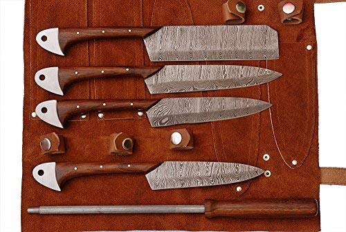 Custom Handmade Damascus Professional kitchen/BBQ knives set