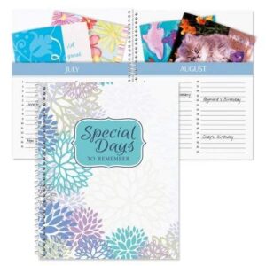 cool floral card organizer book- remember special days, greeting card keeper, softcover, 8" x 10", spiral bound