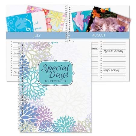 Cool Floral Card Organizer Book- Remember Special Days, Greeting Card Keeper, Softcover, 8" x 10", Spiral Bound