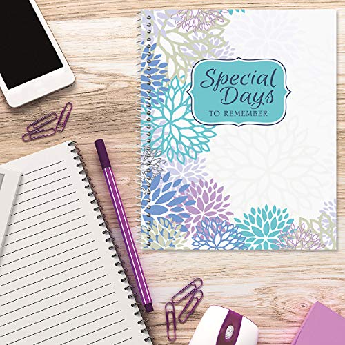 Cool Floral Card Organizer Book- Remember Special Days, Greeting Card Keeper, Softcover, 8" x 10", Spiral Bound