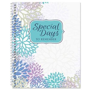 Cool Floral Card Organizer Book- Remember Special Days, Greeting Card Keeper, Softcover, 8" x 10", Spiral Bound