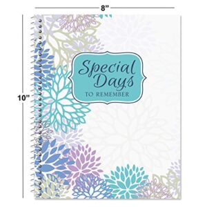 Cool Floral Card Organizer Book- Remember Special Days, Greeting Card Keeper, Softcover, 8" x 10", Spiral Bound
