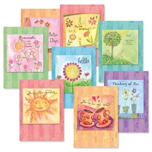 current in this together friendship greeting cards value pack - set of 16 (8 designs) large 5 x 7 cards, sentiments inside, thinking of you cards, envelopes included