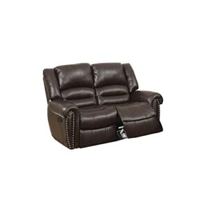 benjara leatherette reclining loveseat, brown