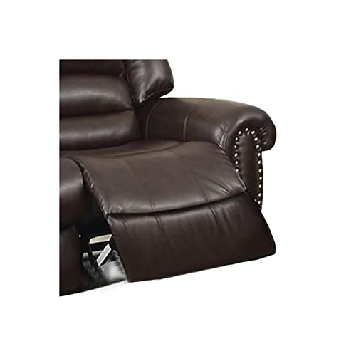 Benjara Leatherette Reclining Loveseat, Brown