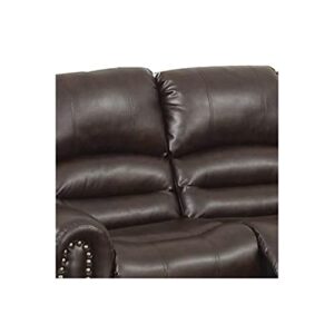 Benjara Leatherette Reclining Loveseat, Brown