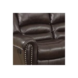 Benjara Leatherette Reclining Loveseat, Brown