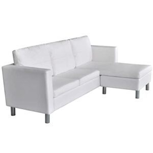 vidaXL Sofa, 3 Seater Sofa Couch with Cushions, Upholstered Sectional Sofa for Living Room Bedroom, Modern Style, Artificial Leather White