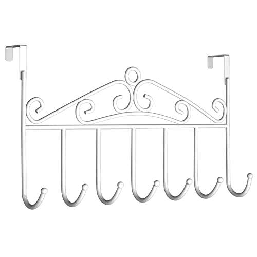 Youdepot Over The Door Hook,Over Door Coat Rack,Over Door Towel Rack,Door Hooks,Door Hanger Hook of Bathroom,Clothes,Belt, Hat,Behind Back of Bathroom, Towel Hanger 7 Hooks,White.