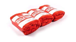 maxshine 1000gsm crazy microfiber drying towel series, red, 50x70cm (pack of 3)