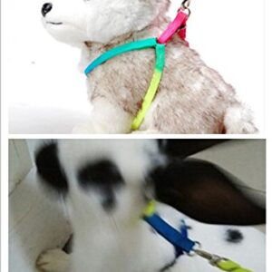 Rabbit Harness Lead Leash Soft Nylon, Adorable Colorful Rainbow Adjustable Harness Collar, Outdoor Walking Buckle Leash