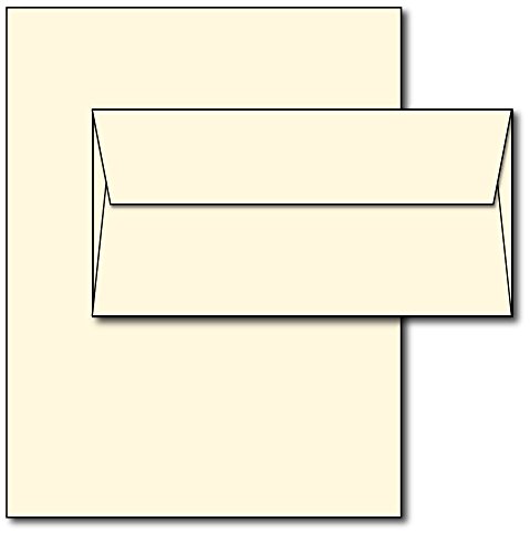 Blank Letterhead Paper & Envelopes - Off-White Natural Cream Color - 40 Sets - Unique Executive Size (7" x 10") Paper with Matching Envelopes