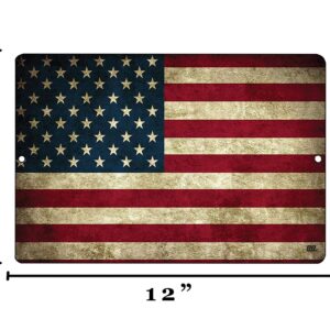 Rogue River Tactical USA American Flag Metal Tin Sign, 12x8 Inch, Wall Decor Man Cave Bar US United States Rustic
