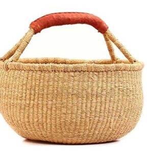 Hands Craft Fair Trade Ghana Bolga African Dye-Free Market Basket (Extra Large: 17"-19" Across)