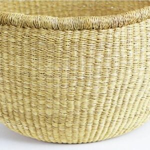 Hands Craft Fair Trade Ghana Bolga African Dye-Free Market Basket (Extra Large: 17"-19" Across)