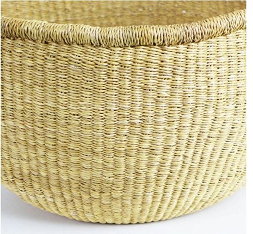 Hands Craft Fair Trade Ghana Bolga African Dye-Free Market Basket (Extra Large: 17"-19" Across)