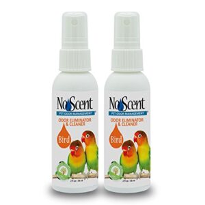 no scent bird cage cleaner spray & pet odor management, natural aviary freshener (2 fl oz / 59 ml) pack of 2
