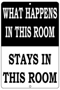 rogue river tactical funny metal tin sign, 12x8 inch, wall décor -man cave bar home bedroom door what happens in this room stays in this room