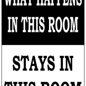 Rogue River Tactical Funny Metal Tin Sign, 12x8 Inch, Wall Décor -Man Cave Bar Home Bedroom Door What Happens in This Room Stays in This Room