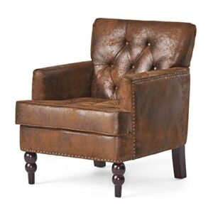 christopher knight home malone tufted club chair, brown 28d x 29.5w x 33.5h inch