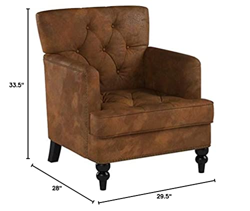 Christopher Knight Home Malone Tufted Club Chair, Brown 28D x 29.5W x 33.5H Inch