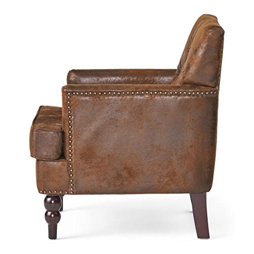 Christopher Knight Home Malone Tufted Club Chair, Brown 28D x 29.5W x 33.5H Inch