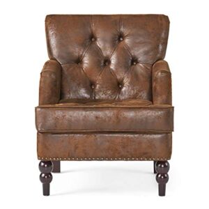 Christopher Knight Home Malone Tufted Club Chair, Brown 28D x 29.5W x 33.5H Inch