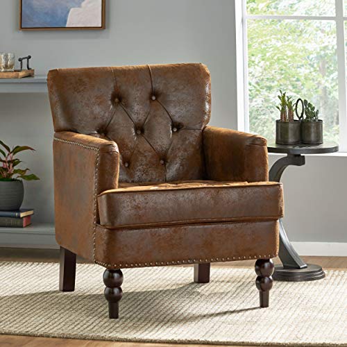 Christopher Knight Home Malone Tufted Club Chair, Brown 28D x 29.5W x 33.5H Inch