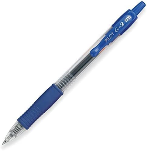 Pilot G2 pens retractable Gel Roller ballpoint Extra Fine 05 pt Black & Blue Bundle (6)