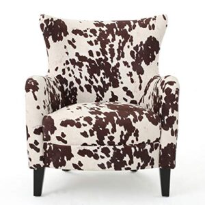 christopher knight home arabella classic velvet club chair, milk cow / dark brown