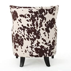 Christopher Knight Home Arabella Classic Velvet Club Chair, Milk Cow / Dark Brown