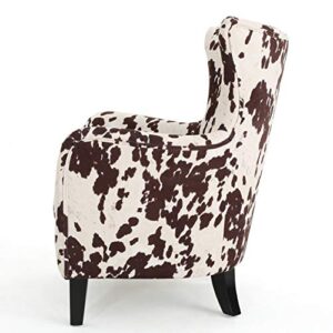 Christopher Knight Home Arabella Classic Velvet Club Chair, Milk Cow / Dark Brown