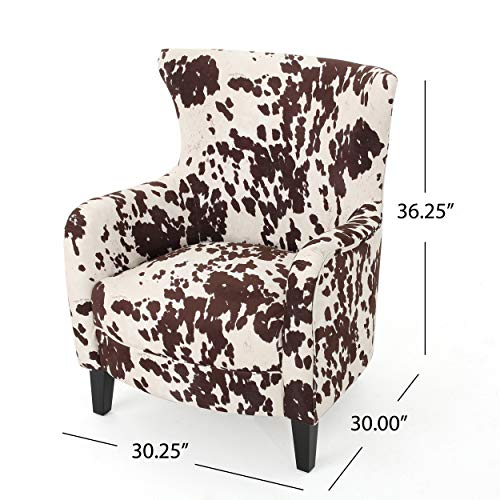 Christopher Knight Home Arabella Classic Velvet Club Chair, Milk Cow / Dark Brown