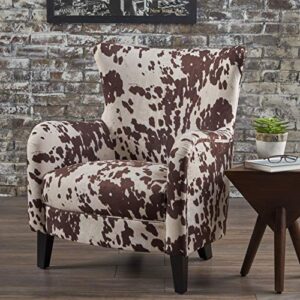 Christopher Knight Home Arabella Classic Velvet Club Chair, Milk Cow / Dark Brown