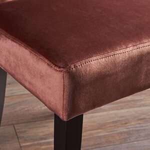 Christopher Knight Home Venetian Tufted Velvet Dining Chair, Blush / Dark Brown