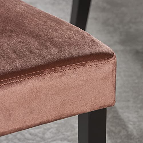 Christopher Knight Home Venetian Tufted Velvet Dining Chair, Blush / Dark Brown