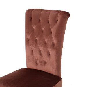 Christopher Knight Home Venetian Tufted Velvet Dining Chair, Blush / Dark Brown