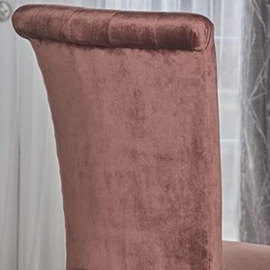 Christopher Knight Home Venetian Tufted Velvet Dining Chair, Blush / Dark Brown